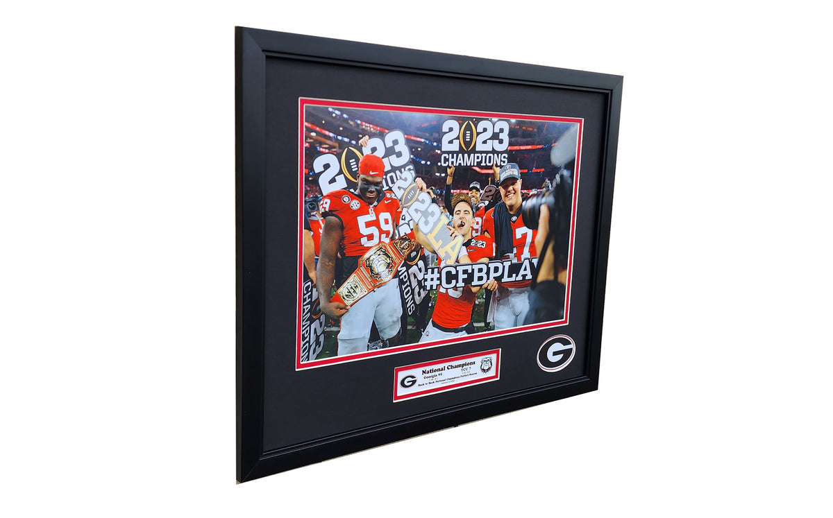 UGA 2023 CFP National Champion Logo Mahogany Football Display Case