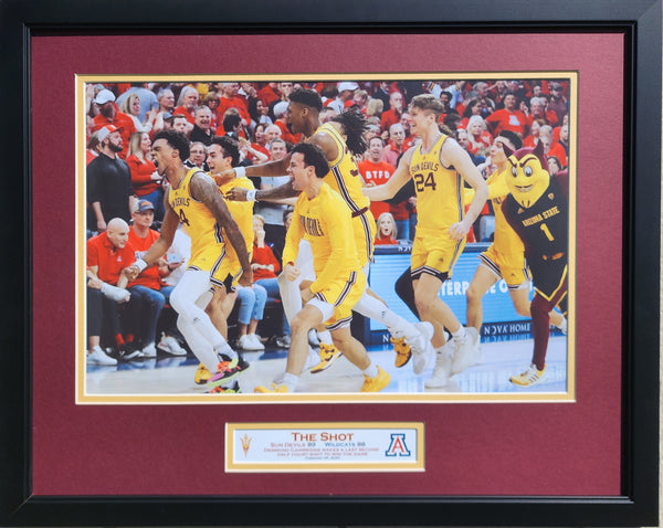 Arizona State Sun Devils vs Arizona 2023 Desmond Cambridge Half Court Shot Custom Framed Picture