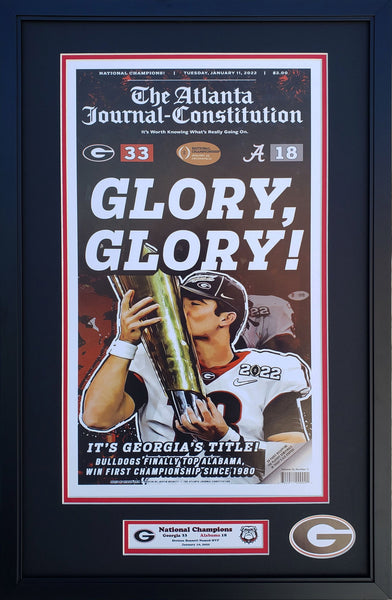 Georgia Bulldogs 2021 CFP national Champions The Atlanta Journal Front page Custom Framed Picture