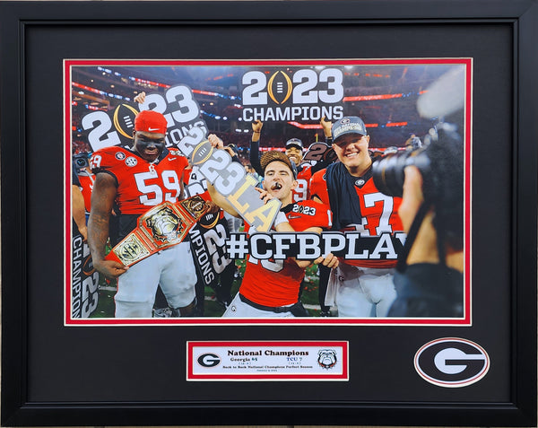 Georgia Bulldogs 2023 CFP National Champions Back To Back Custom Framed Picture