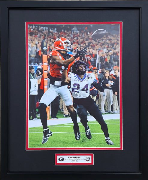 Georgia Bulldogs 2023 CFP National Champions Adonai Mitchell Unstoppable Catch Custom Framed Picture