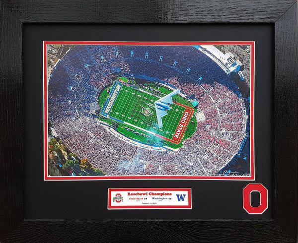 Ohio State Buckeyes 2019 Rosebowl Champions Aerial custom framed picture