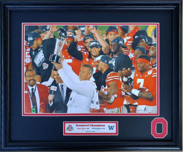Ohio State Buckeyes 2019 Rose Bowl Champions Trophy Shot Custom Framed Picture