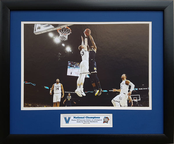 Villanova Wildcats Donte DiVincenzo blocks Charles Matthews Dunk National Championship game custom framed picture